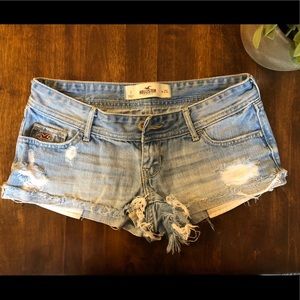 Distressed Low Rise Light  Denim Hollister Shorts